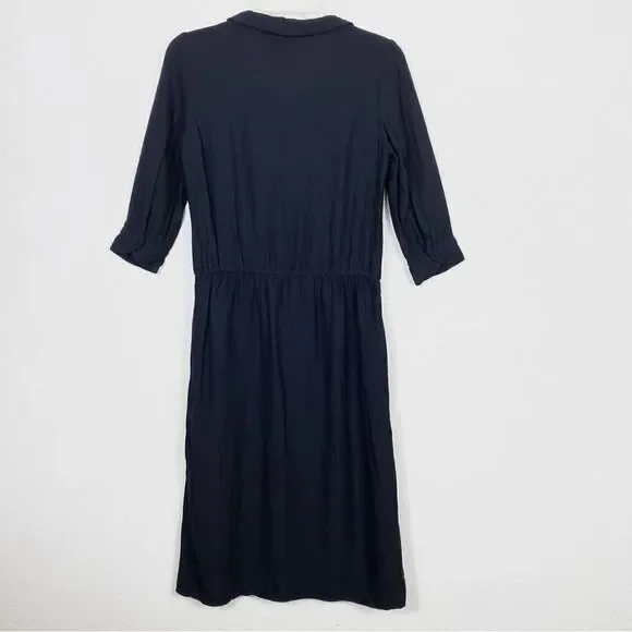 Vintage Diane Von Furstenberg Black Collared Midi Dress - Picture 2 of 6